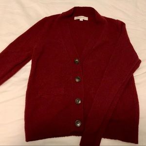 Loft Maroon Button-Up Cardigan